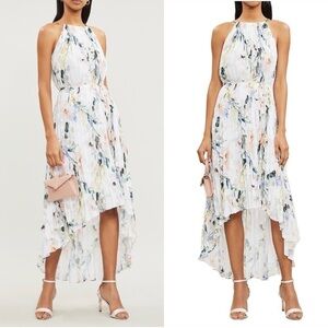 Ted Baker Valetia Halter Garden Floral Pleated High Low Dress 0